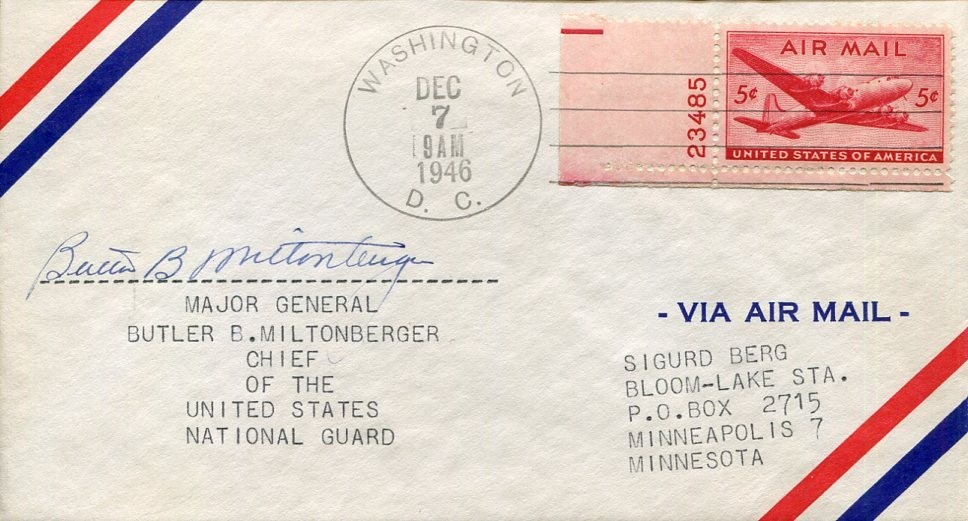 General Butler Miltonberger WWI WWII War Battle of the Bulge Signed Autograph
