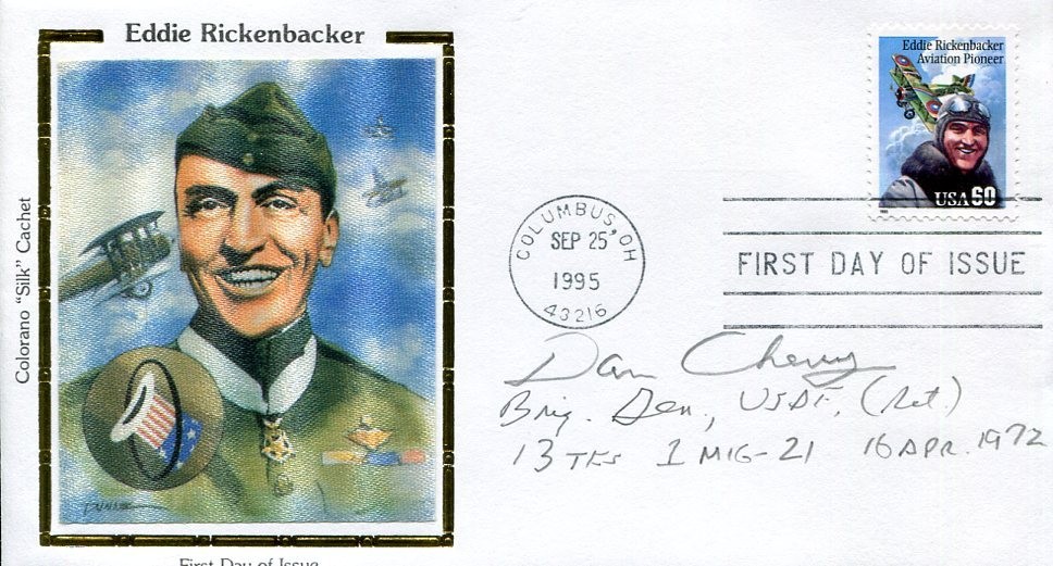 General E. Daniel Cherry Vietnam War Fighter Pilot F-105 F-4 Signed Autograph