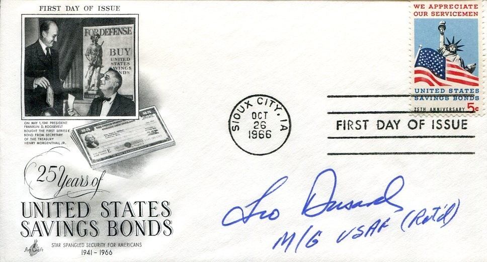 General Leo Dusard Jr WWII War P-38 1600 Mile Escort B-24 Signed Autograph
