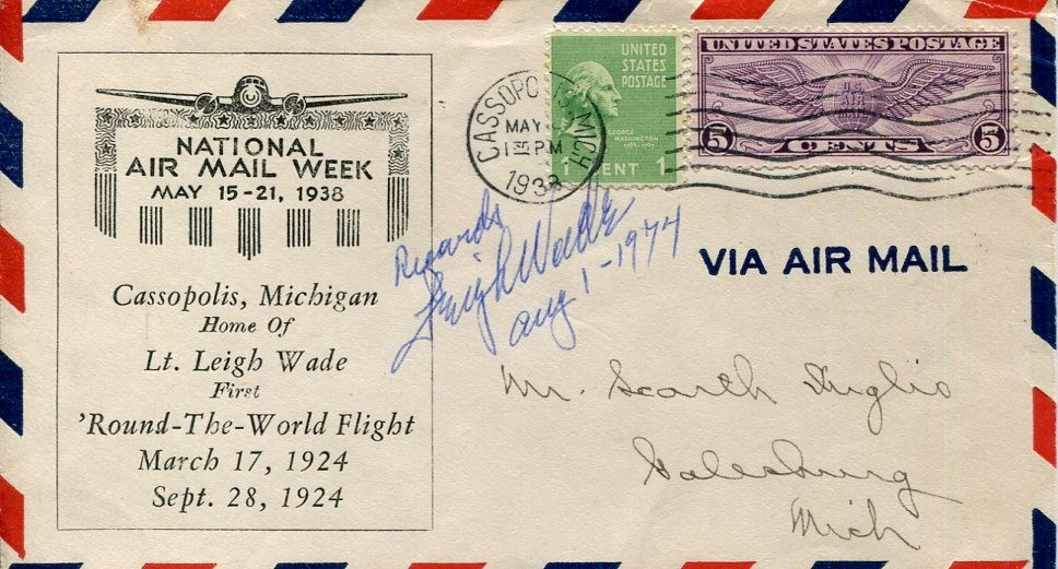 General Leigh Wade 1923 1st Around The World Flight 14th AF Signed Autograph