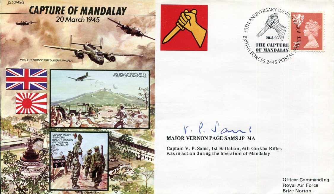 Major Vernon Page Sam WWII War Capture Of Mandalay 6th Gurkha Signed Autograph