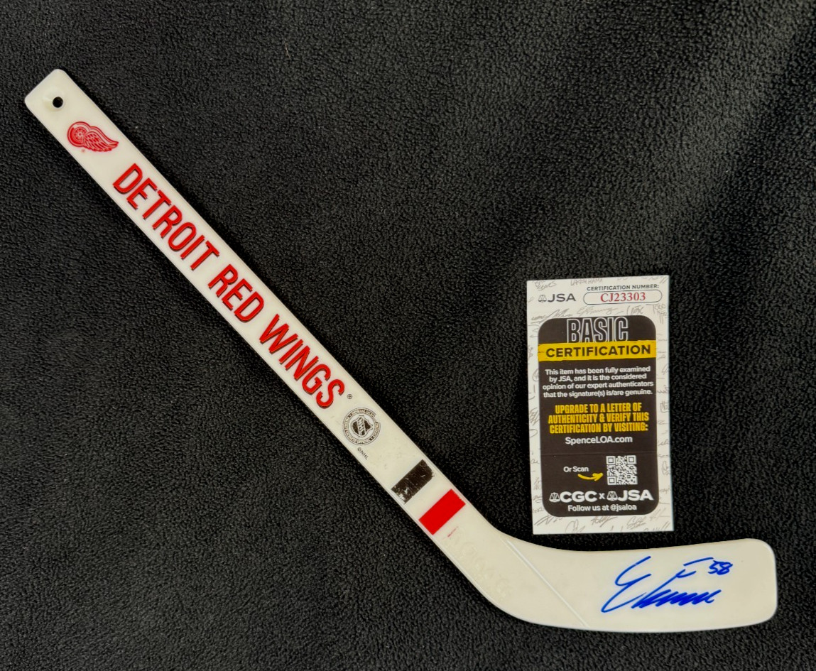 Emmitt Finnie Signed Detroit Red Wings Plastic Mini Stick JSA COA