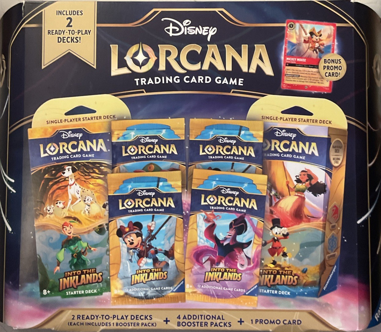 Disney Lorcana TCG, 2 Ready-to-Play Decks + 4 Additional Booster + 1 Promo Card