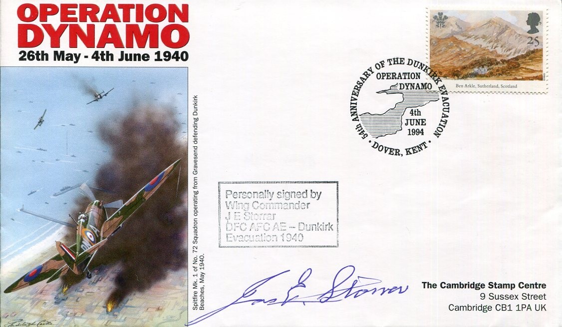James E. Storrar RAF WWII War Battle of Britain Fighter Ace DFC Signed Autograph