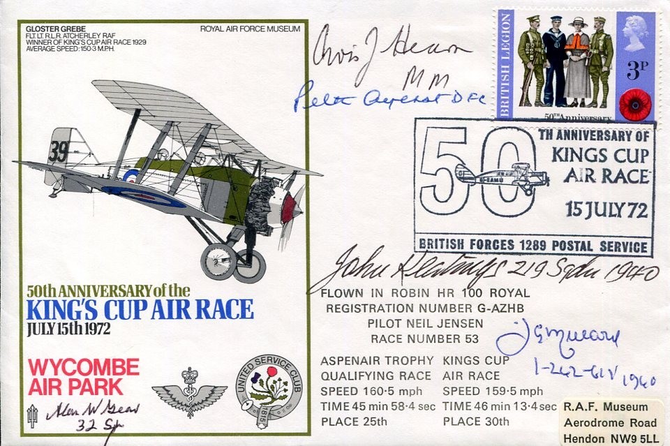Peter Ayerst RAF WWII Ace War Plus 3 Battle Of Britain Veterans Signed Autograph