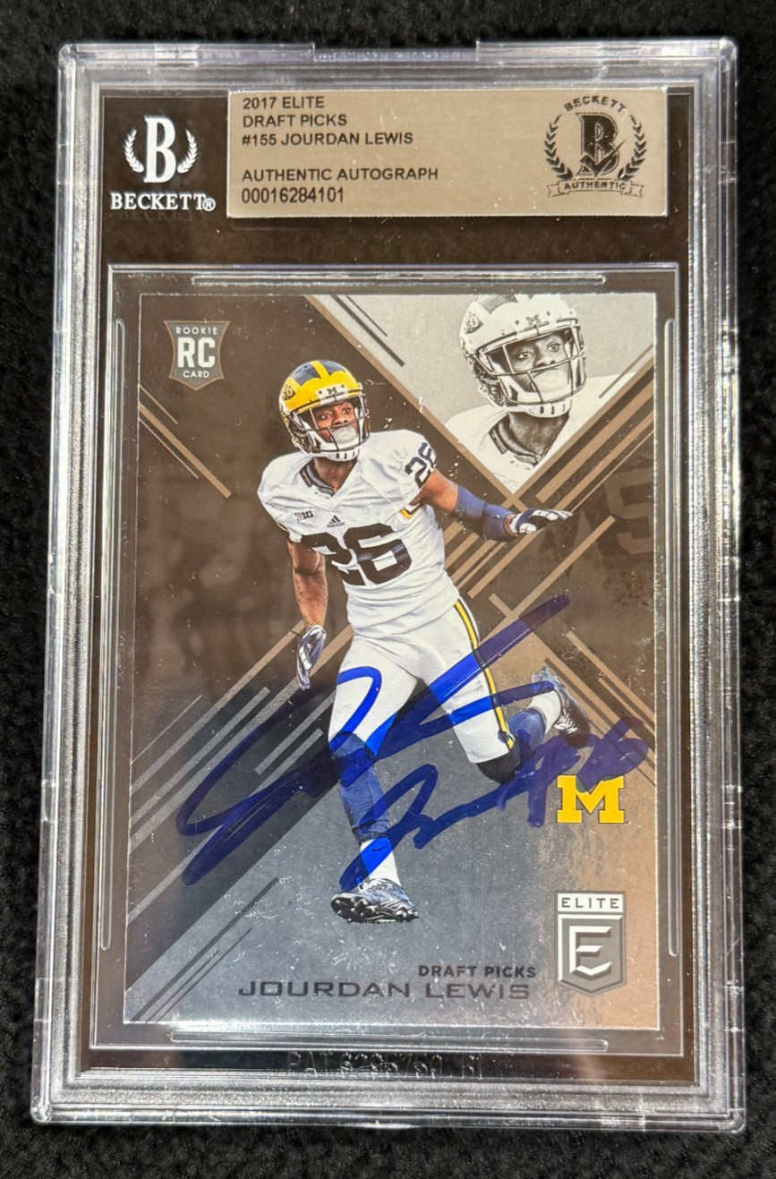 Jourdan Lewis Signed 2017 Elite Draft Picks Rookie Card #155 BAS Certified