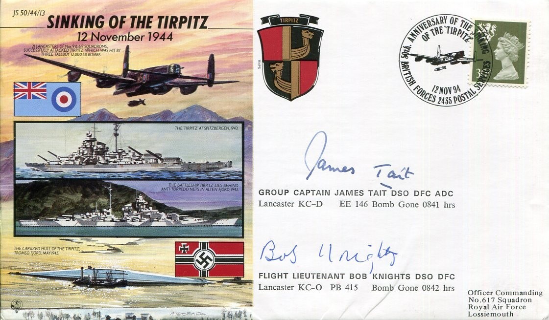 James Brian Tait Bob Knights DSO WWII War Bomber Pilot Tirpitz Signed Autograph