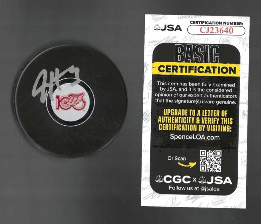 Justin Holl Signed Detroit Red Wings Centennial 100th Puck JSA COA