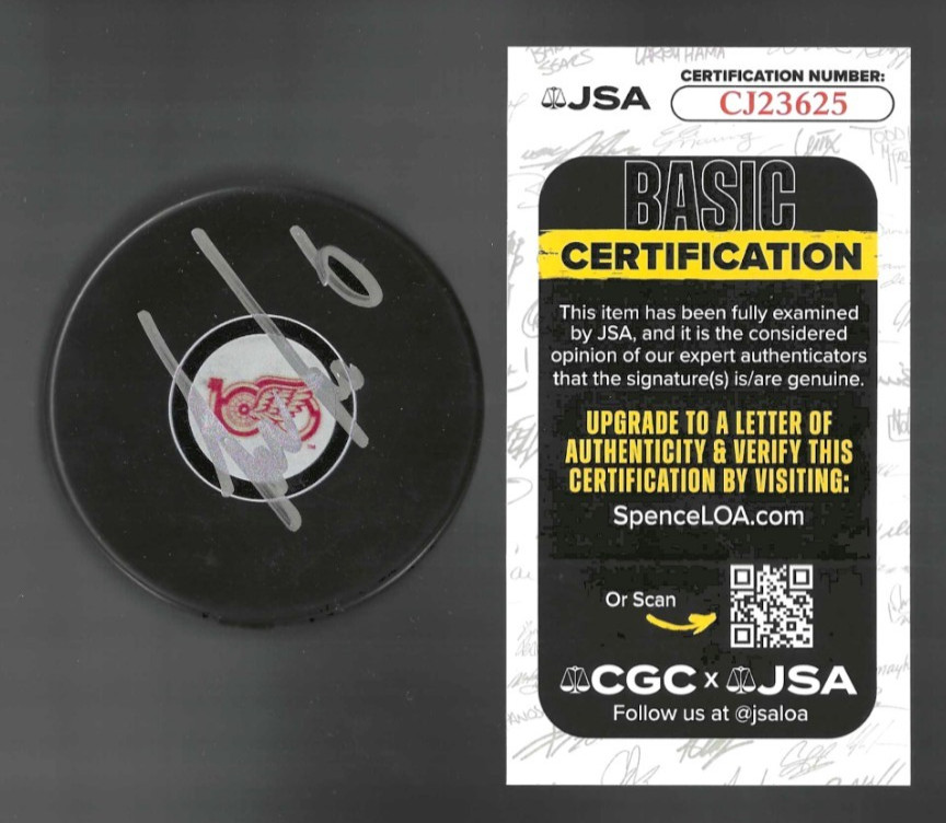 Trevor Daley Signed Detroit Red Wings Centennial 100th Puck JSA COA