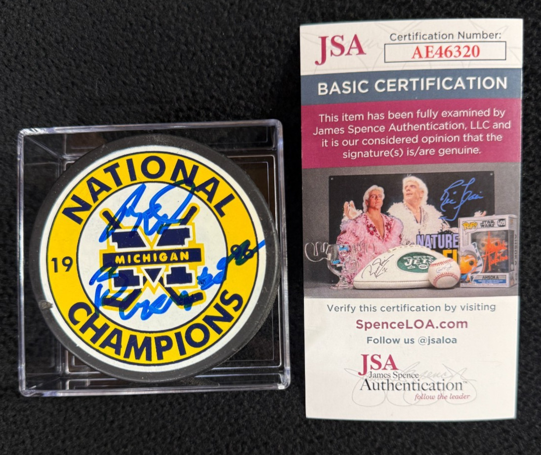 Red Berenson Signed Michigan Wolverines 1996 National Champions M Puck JSA COA