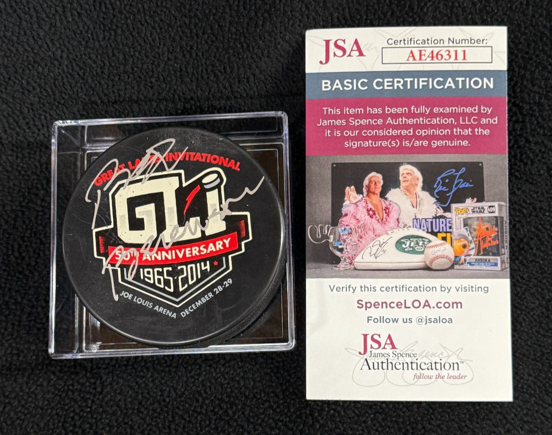 Red Berenson Signed Michigan Wolverines GLI 50th Anniversary Puck JSA COA