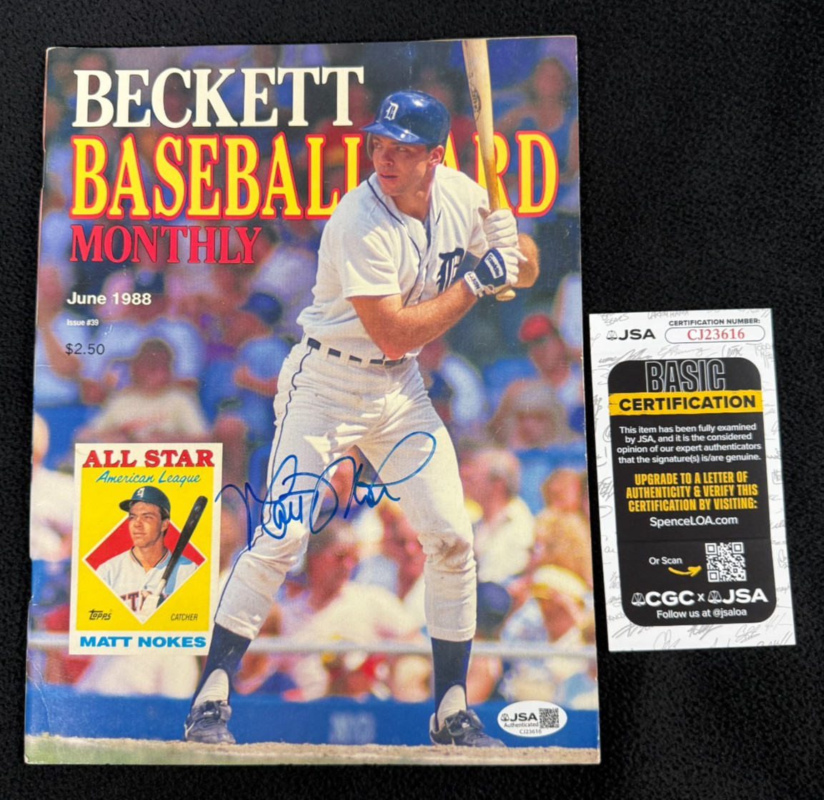 Matt Nokes Signed Detroit Tigers 1988 Beckett Magazine JSA COA