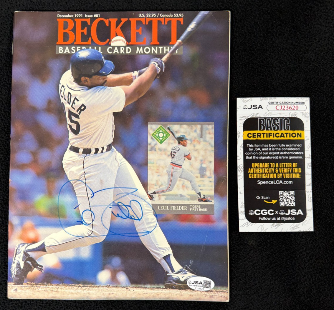 Cecil Fielder Robin Ventura Signed Detroit Tigers 1991 Beckett Magazine JSA COA