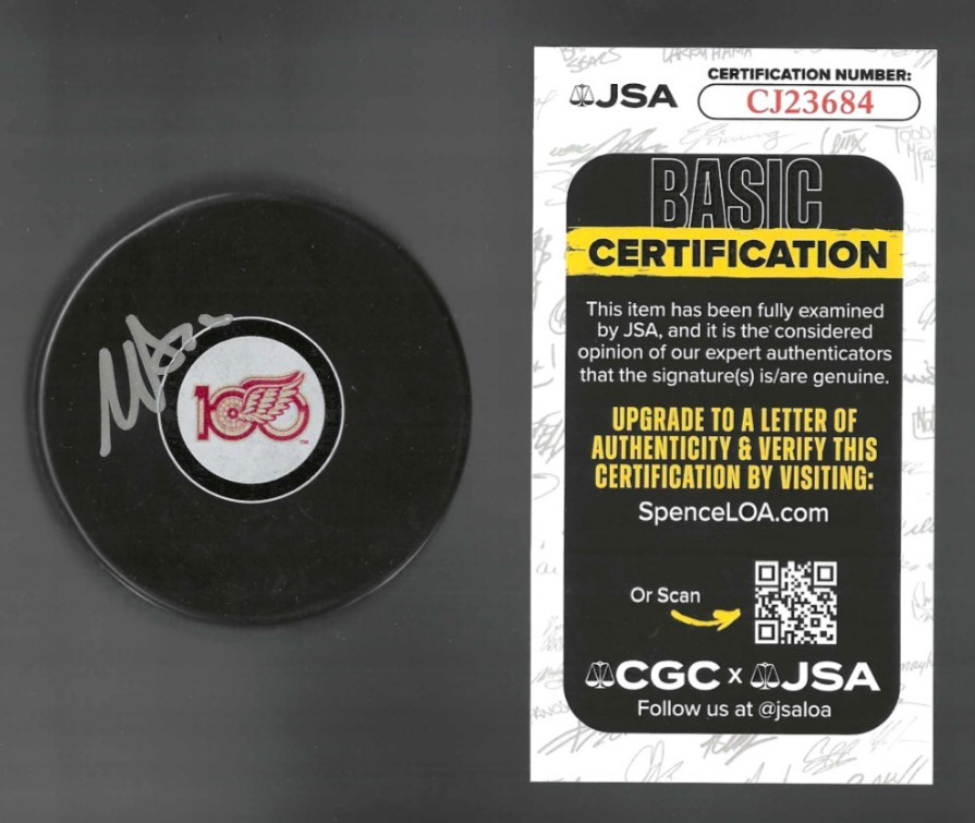 Mason Appleton Signed Detroit Red Wings Centennial 100th Puck JSA COA