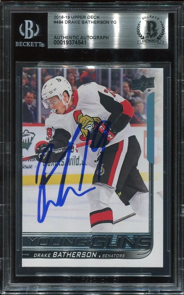 DRAKE BATHERSON signed auto 2018-19 UD YOUNG GUNS ROOKIE CARD RC YG BECKETT BAS