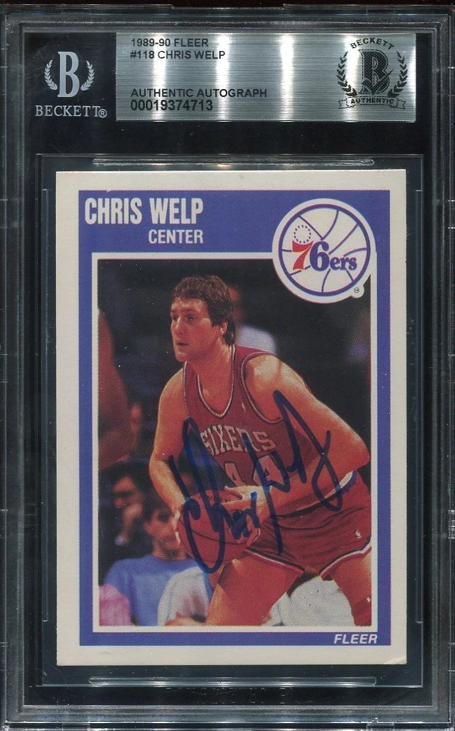 CHRIS WELP signed autographed 1989 FLEER ROOKIE CARD RC BECKETT (BAS) RARE