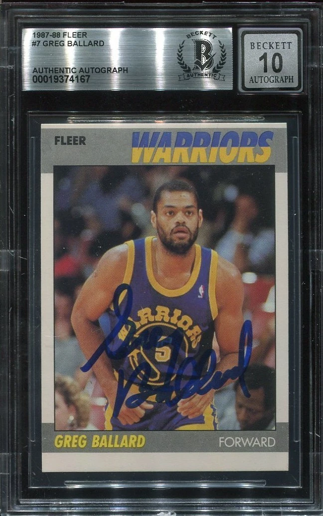 WARRIORS GREG BALLARD signed autographed 1987 FLEER CARD BECKETT (BAS) RARE