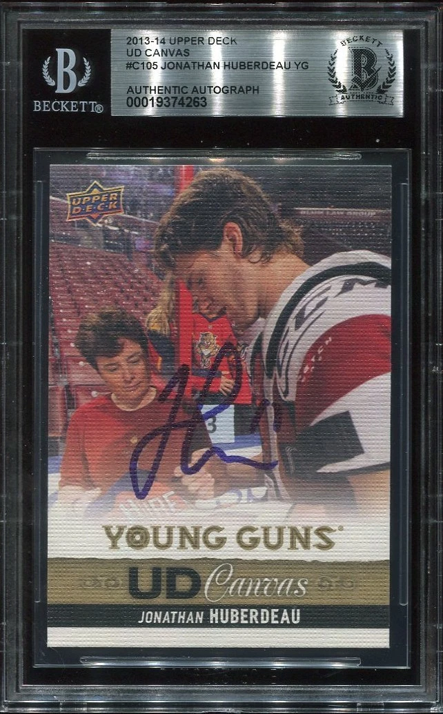 JONATHAN HUBERDEAU signed 2013 UD YOUNG GUNS CANVAS ROOKIE CARD RC BECKETT BAS