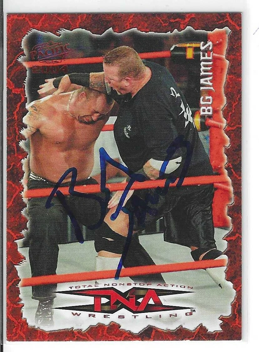 BG James Signed 2004 Pacific TNA Red Card #23 WWE