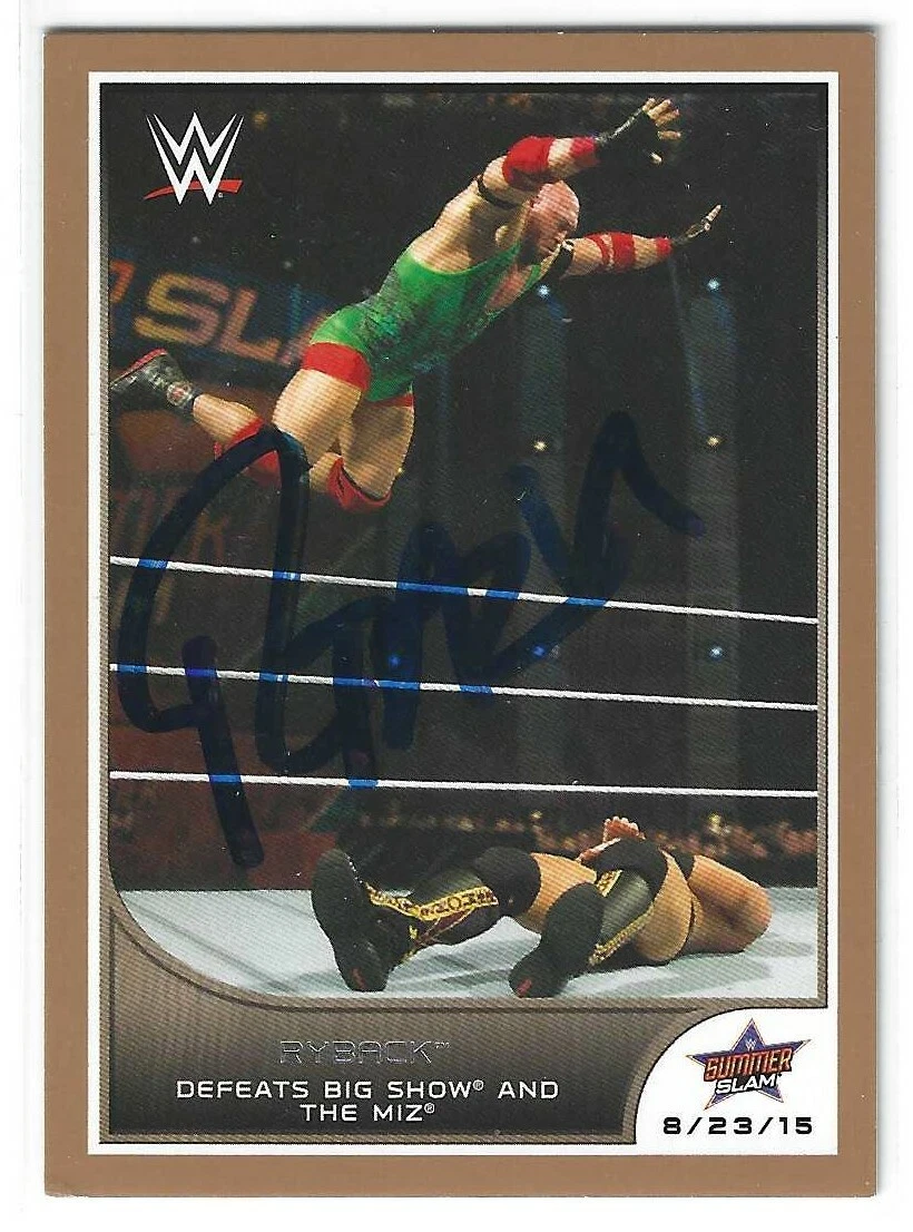 Ryback Signed 2016 Topps WWE Summer Slam Gold Card #75
