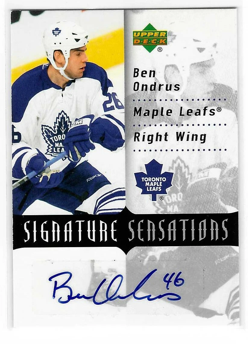 Ben Ondrus 2007/08 Upper Deck Autograph Card SS-ON Toronto Maple Leafs