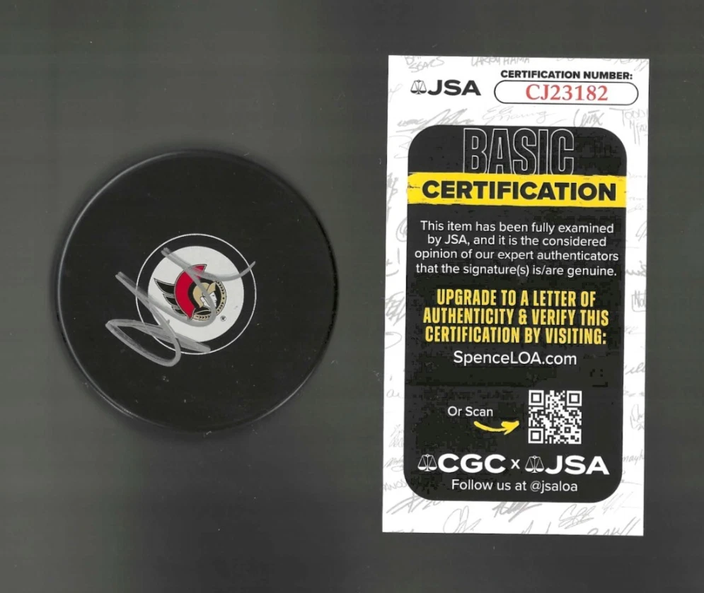 Brady Tkachuk Signed Ottawa Senators Puck JSA COA