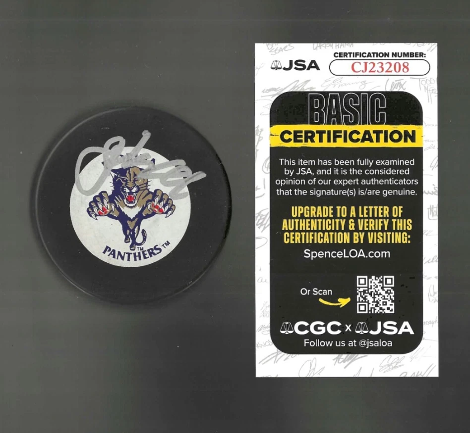 John Vanbiesbrouck Signed Florida Panthers Trench Puck JSA COA