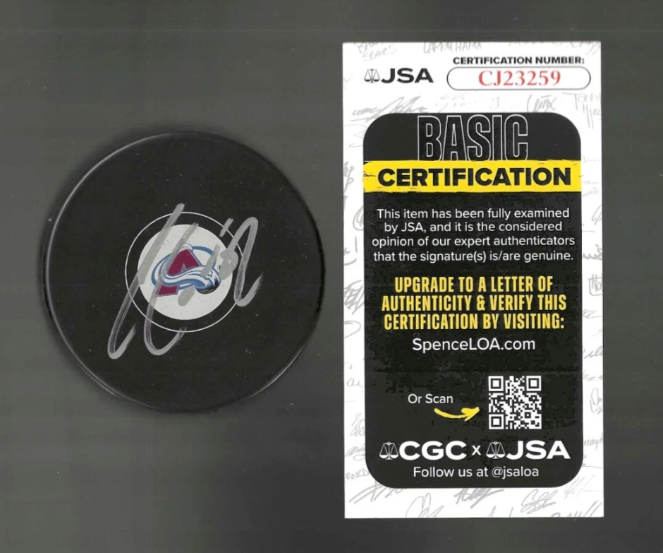Adam Foote Signed Colorado Avalanche Puck JSA COA