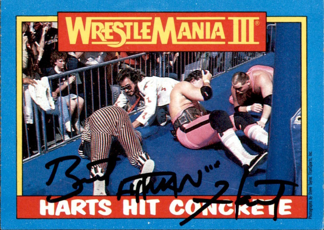 Bret Hart Signed 1987 Topps WWF Wrestle Mania III Card #57 WWE