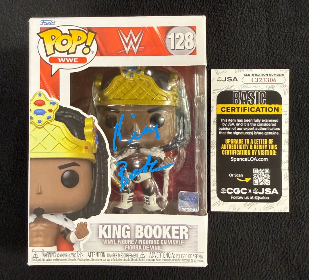 King Booker T Signed WWE Funko Pop Figure #128 JSA COA
