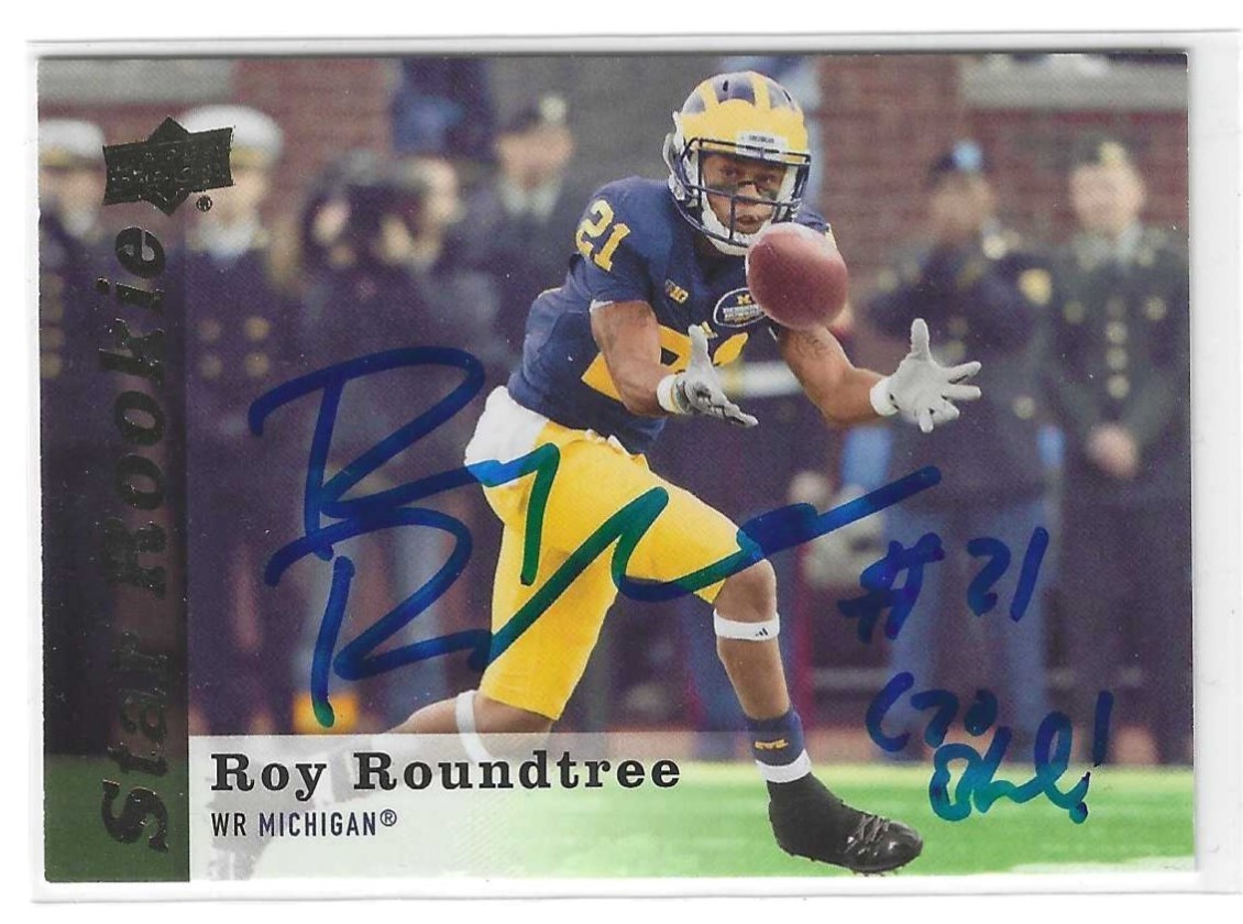 Roy Roundtree Signed 2013 Upper Deck Star Rookie Card #120 Michigan Wolverines