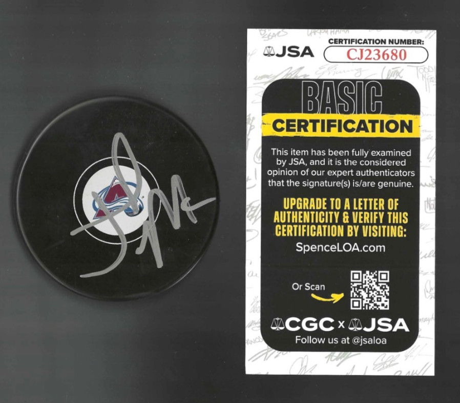 Josh Manson Signed Colorado Avalanche Puck JSA COA