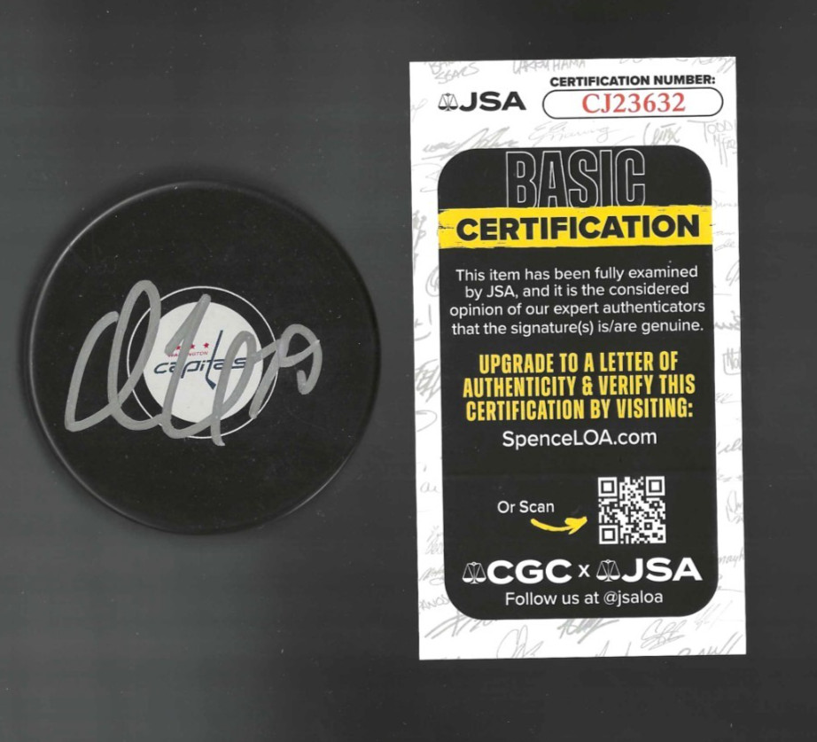 Charlie Lindgren Signed Washington Capitals Puck JSA COA
