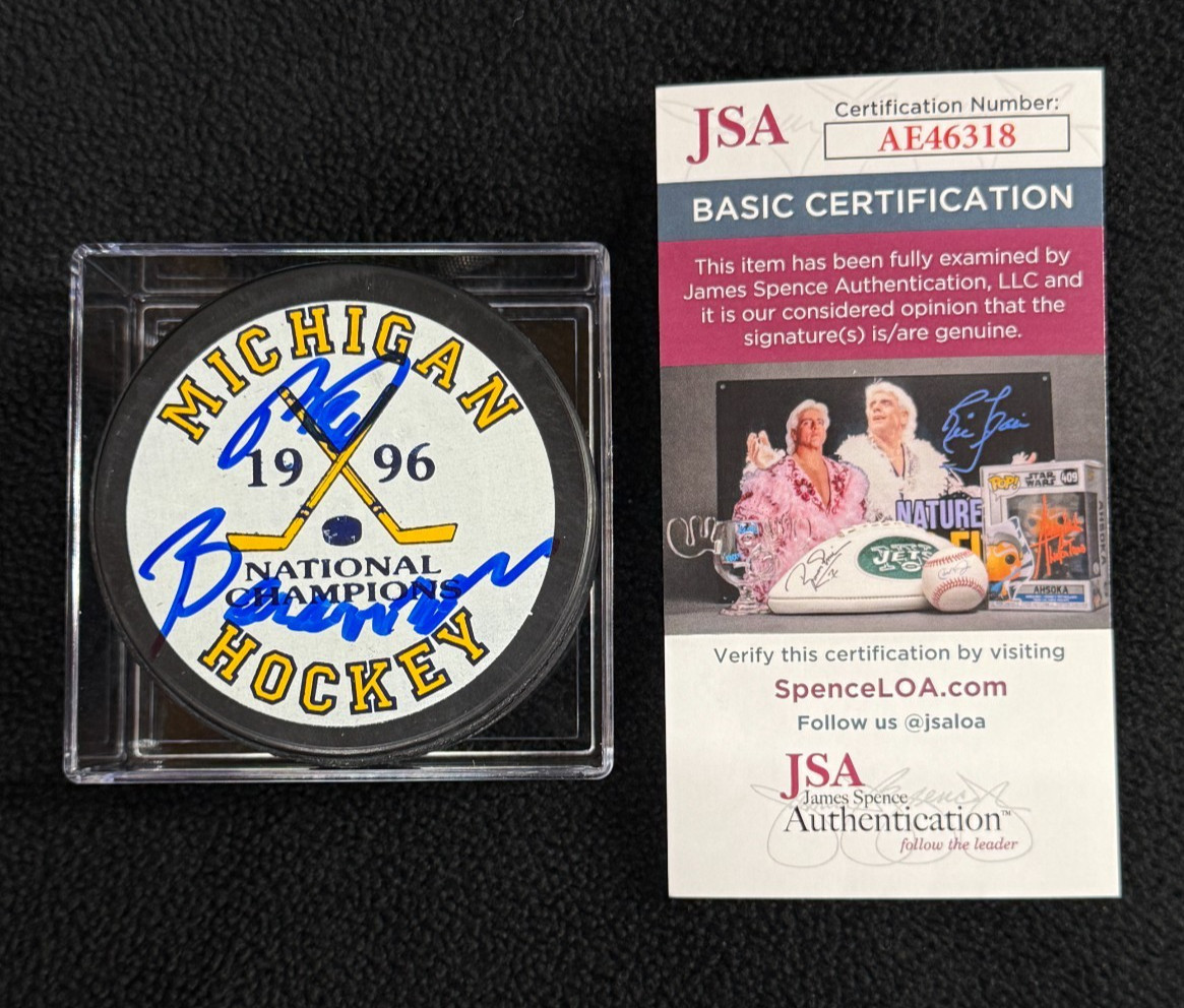 Red Berenson Signed Michigan Wolverines 1996 National Champions Puck JSA COA