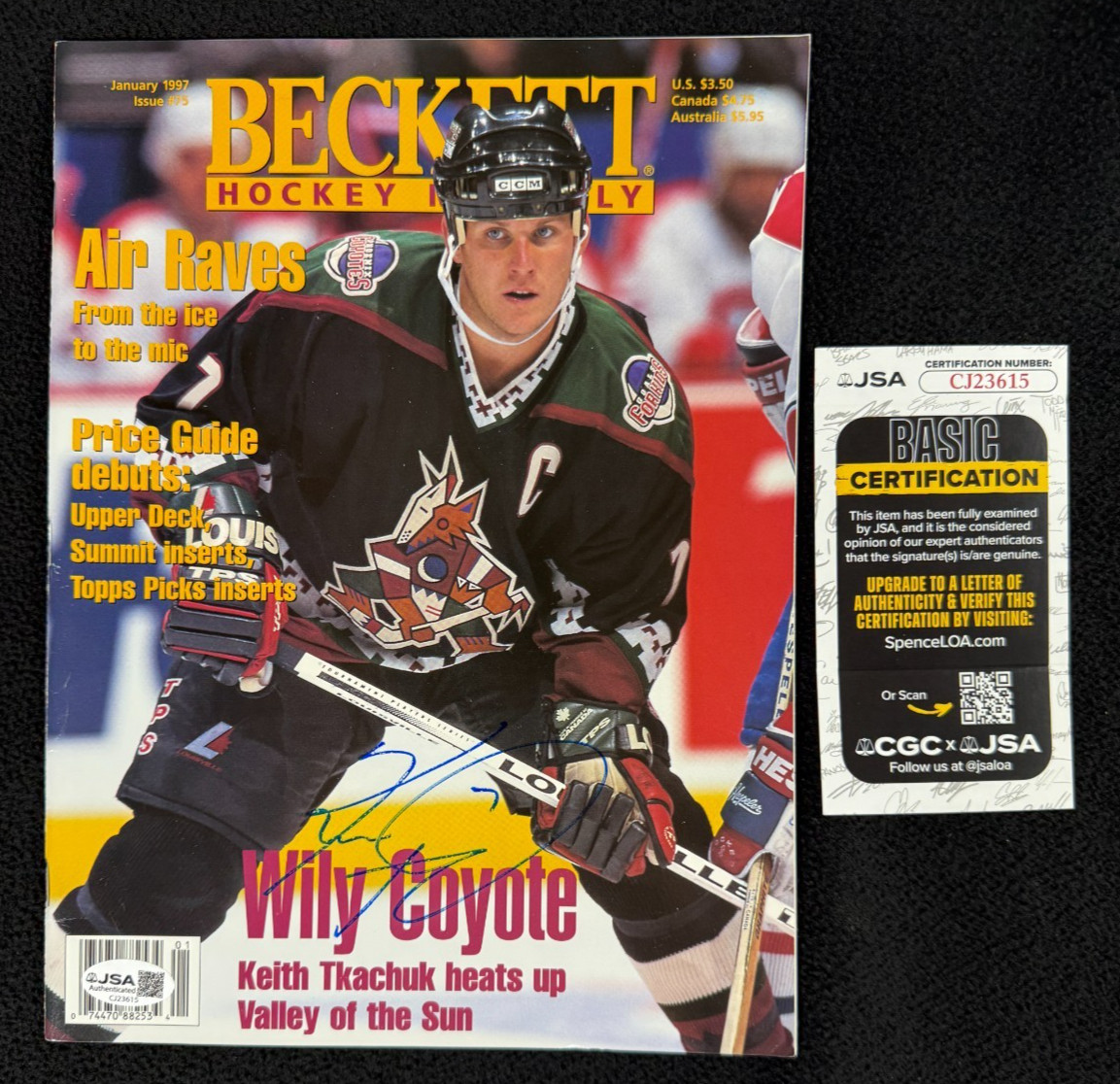 Keith Tkachuk Signed Phoenix Coyotes 1997 Beckett Magazine JSA COA