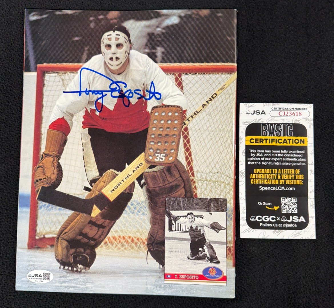 Tony Esposito Signed Chicago Blackhawks Team Canada Beckett Magazine JSA COA