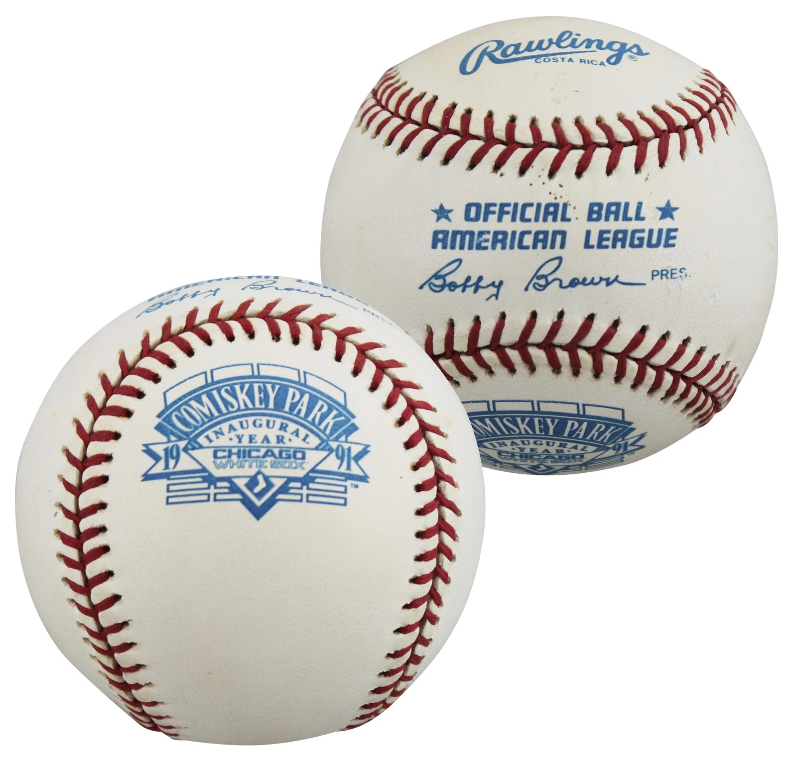 1991 Comiskey Park Inaugural Year Bobby Brown Baseball Un-signed