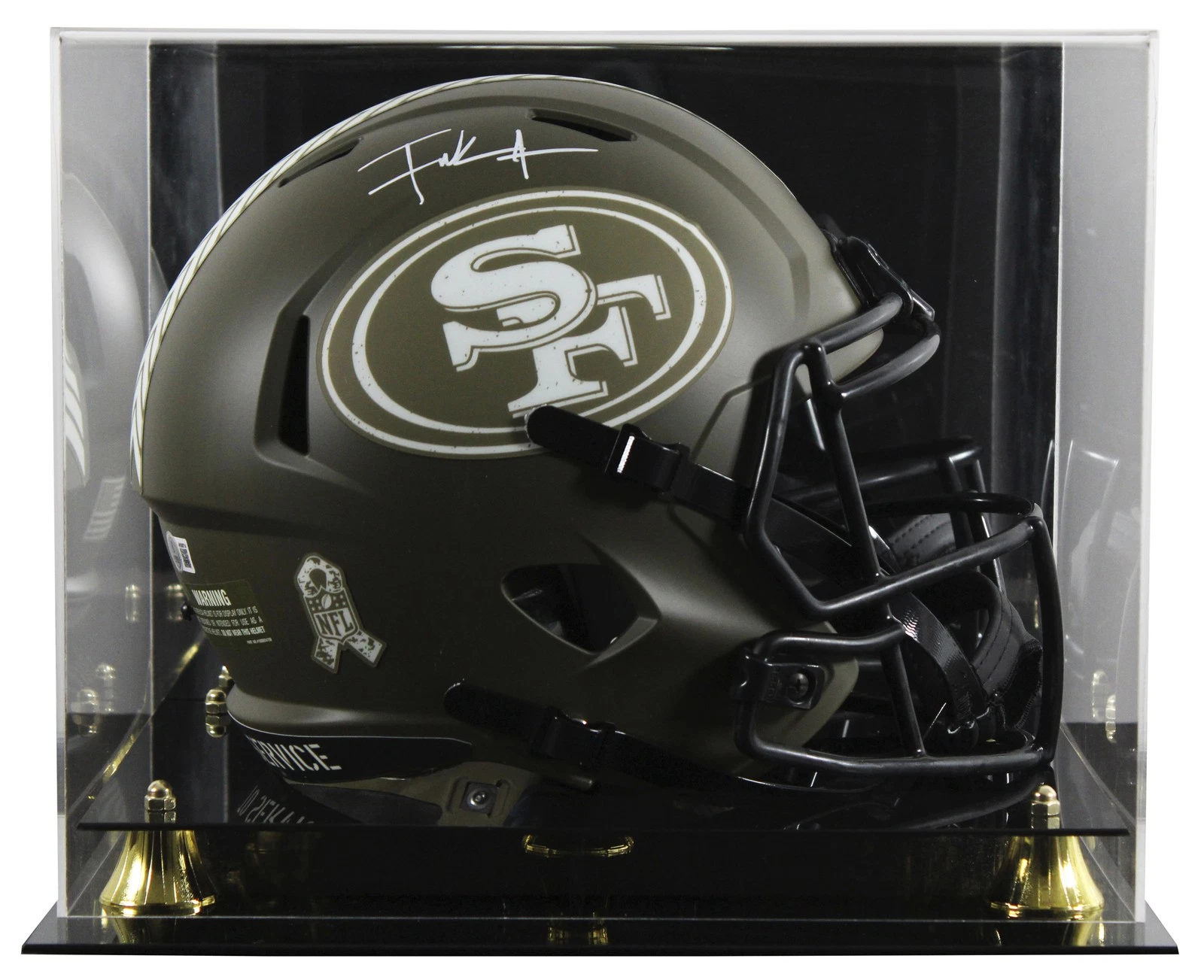 49ers Frank Gore Signed STS Full Size Speed Rep Helmet W/ Case BAS Witnessed