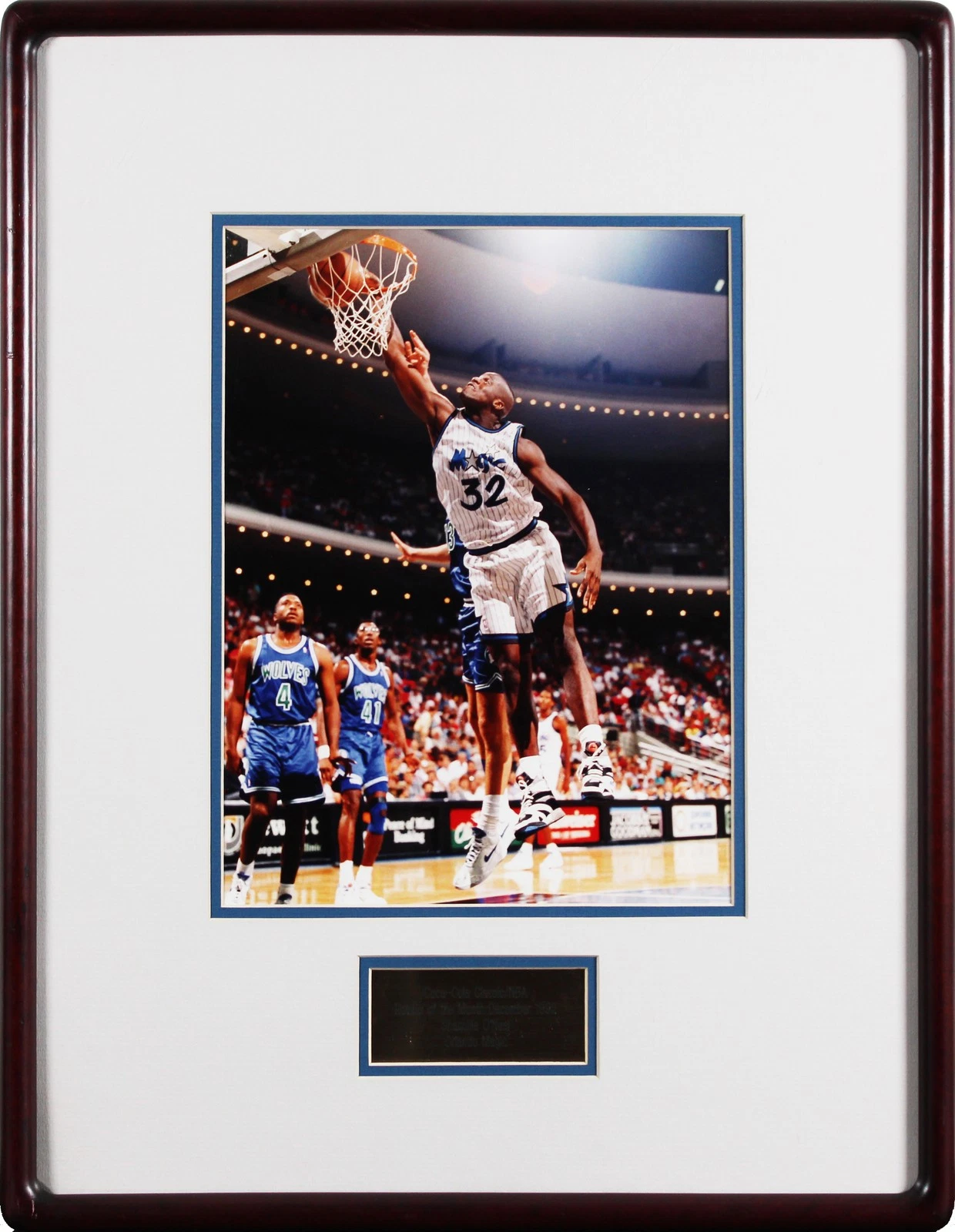 Magic Shaquille O'Neal Dec 1992 Coca-Cola Classic NBA Rookie of the Month Award