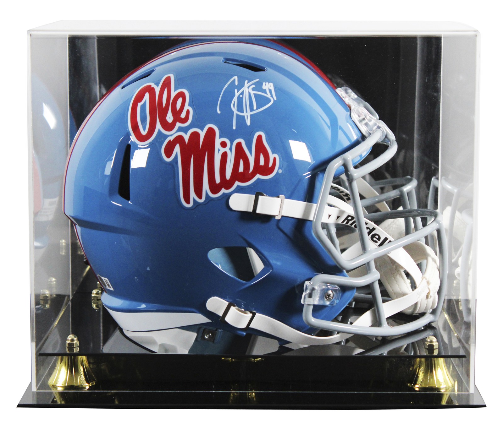 Ole Miss Patrick Willis Signed Powder Blue F/S Speed Rep Helmet W/ Case BAS Wit