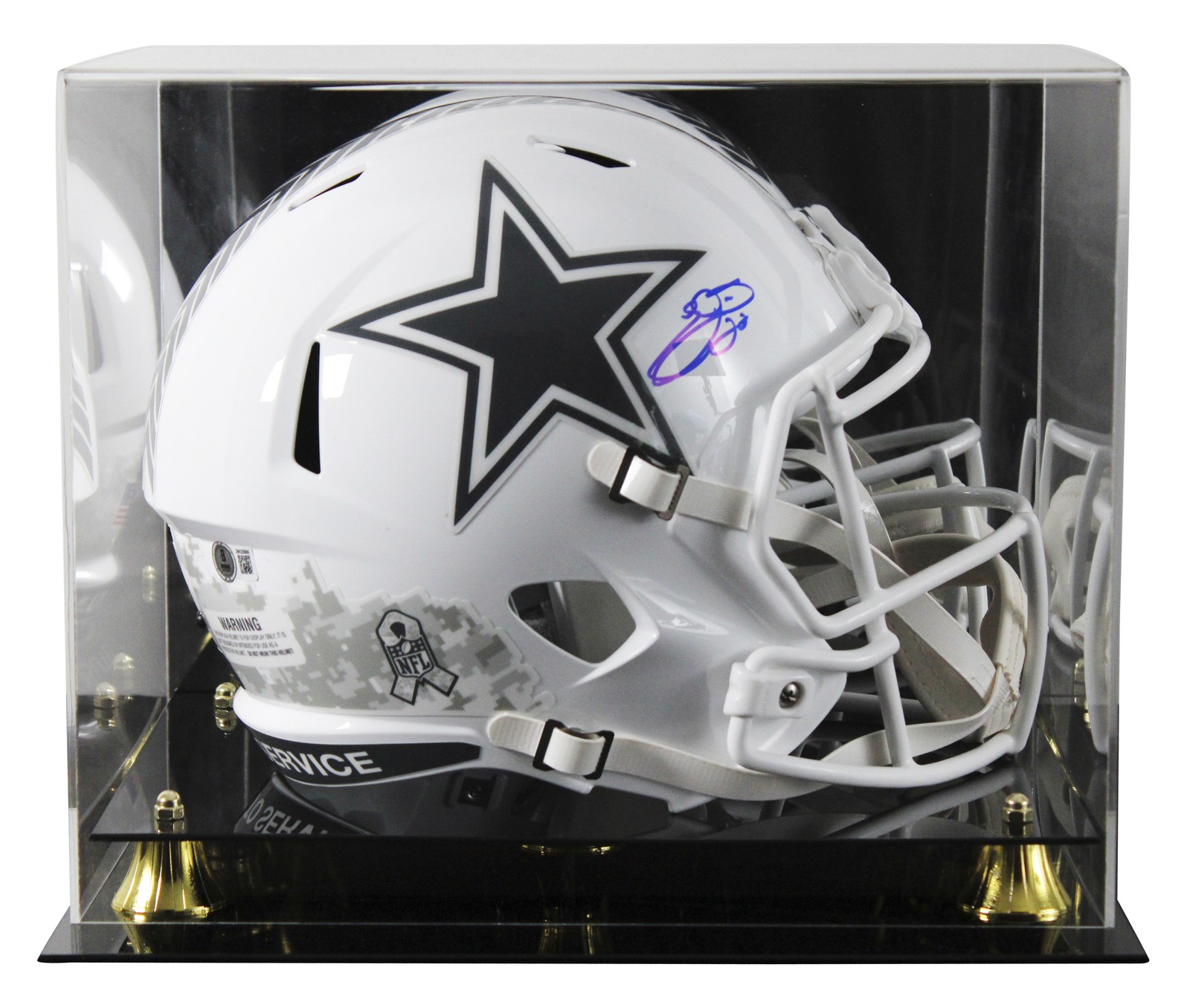 Cowboys Emmitt Smith Signed STS III F/S Speed Rep Helmet W/ Case W/ Blue Sig BAS