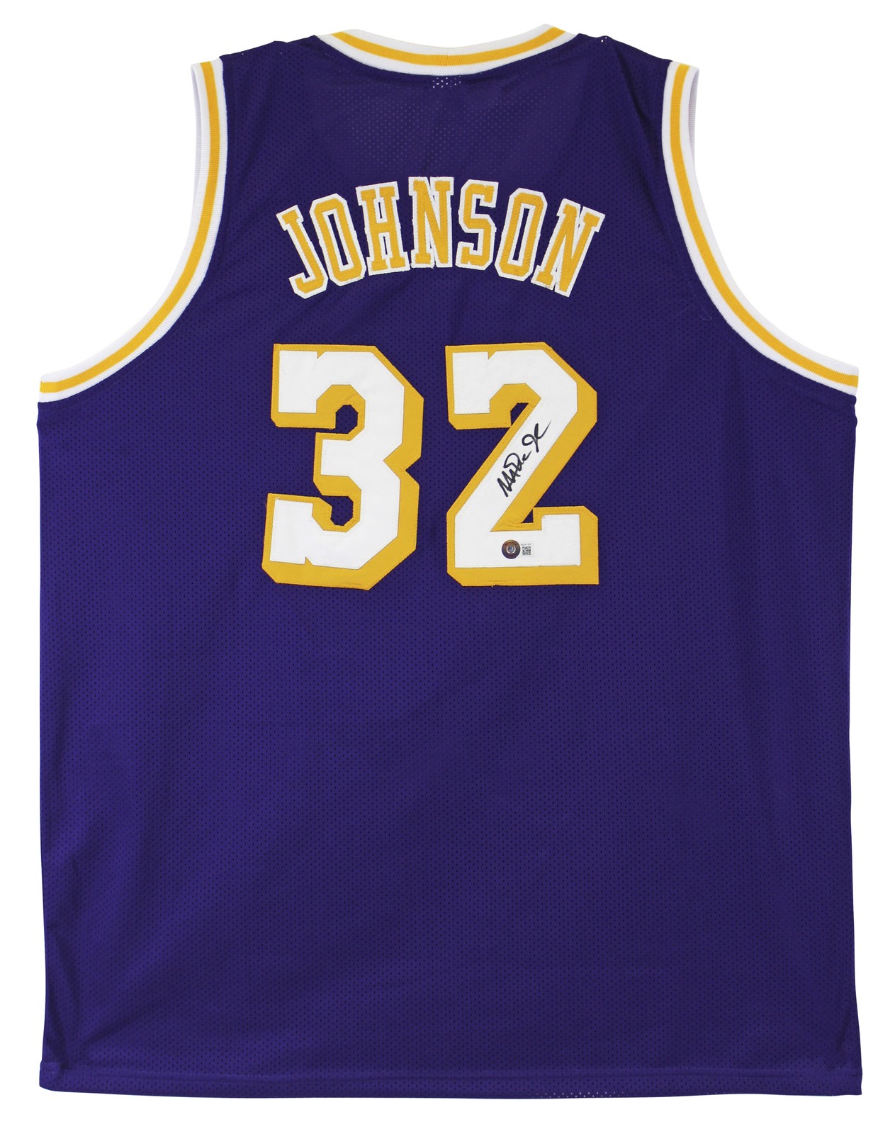 Magic Johnson Authentic Signed Purple Pro Style Jersey Autographed BAS Witnessed