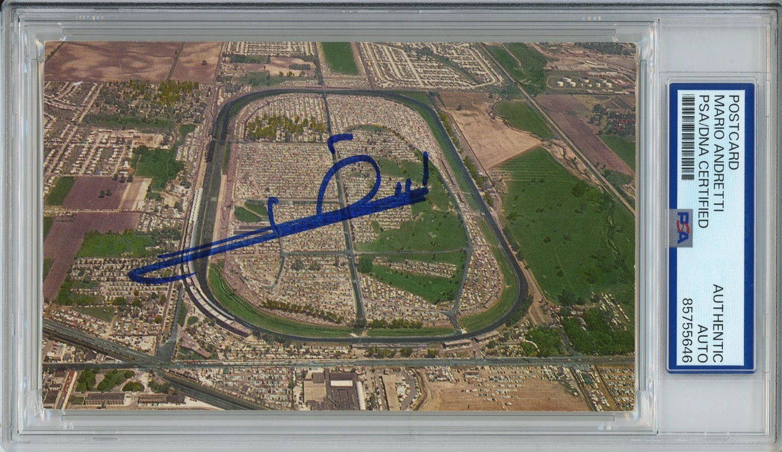 Indy Indianapolis Motor Speedway Postcard Signed Mario Andretti PSA DNA COA F1