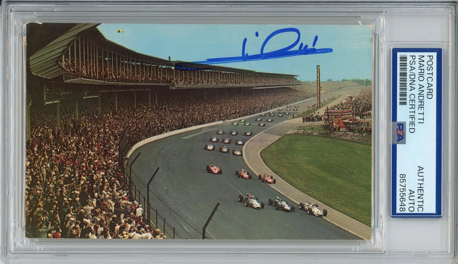 Vintage Indianapolis Motor Speedway Postcard Signed Mario Andretti PSA DNA COA