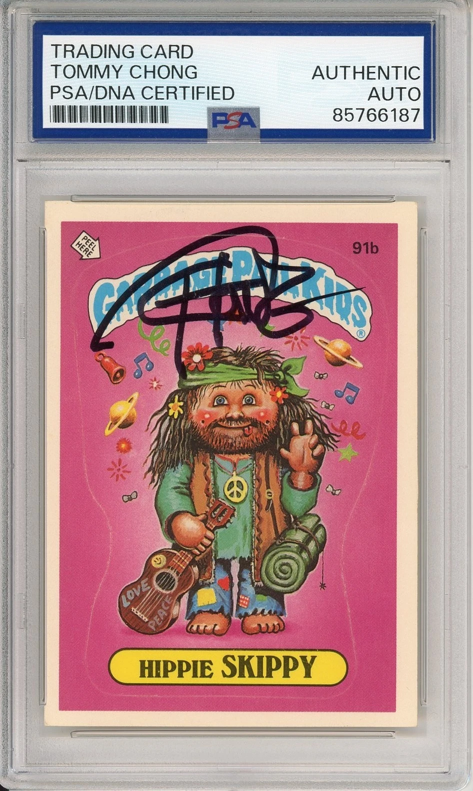 SIGNED Tommy Chong 1986 Topps GPK Card Hippie Skippy #91B PSA DNA COA AUTOGRAPH