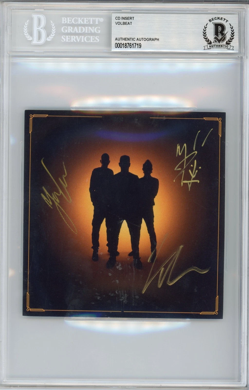 BAND SIGNED AUTOGRAPH VOLBEAT God Of Angels Trust Album Art Card BAS Beckett COA