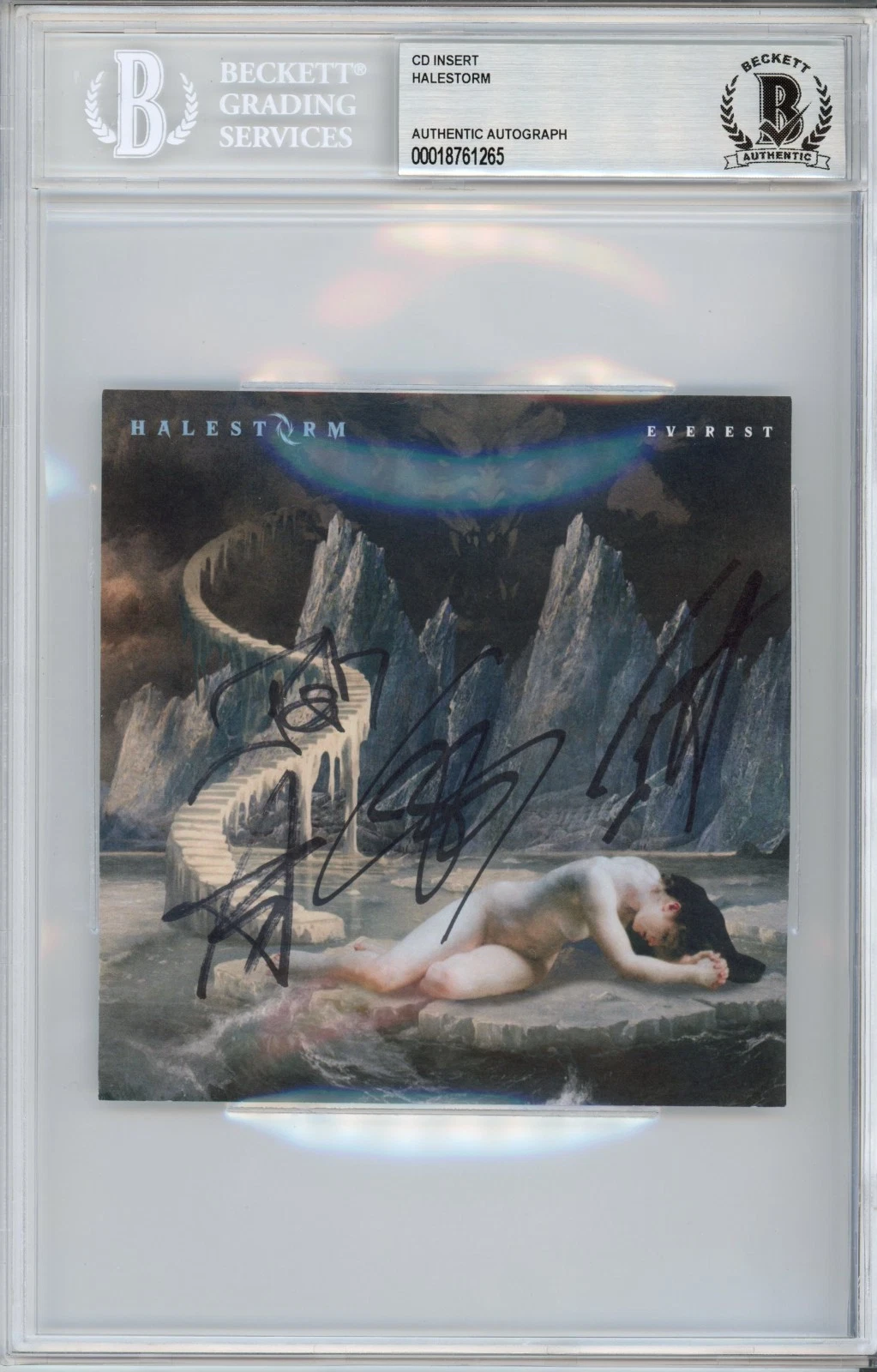 Halestorm BAND SIGNED Everest CD Album Cover Art Card BAS Beckett COA Autograph