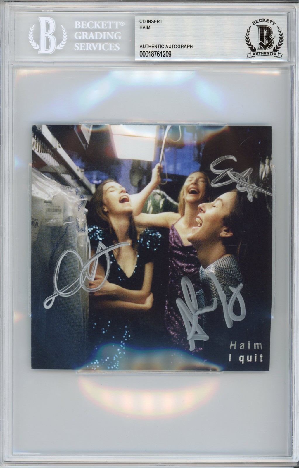 HAIM BAND SIGNED I Quit Album Cover Art Card BAS Beckett COA Authentic Autograph