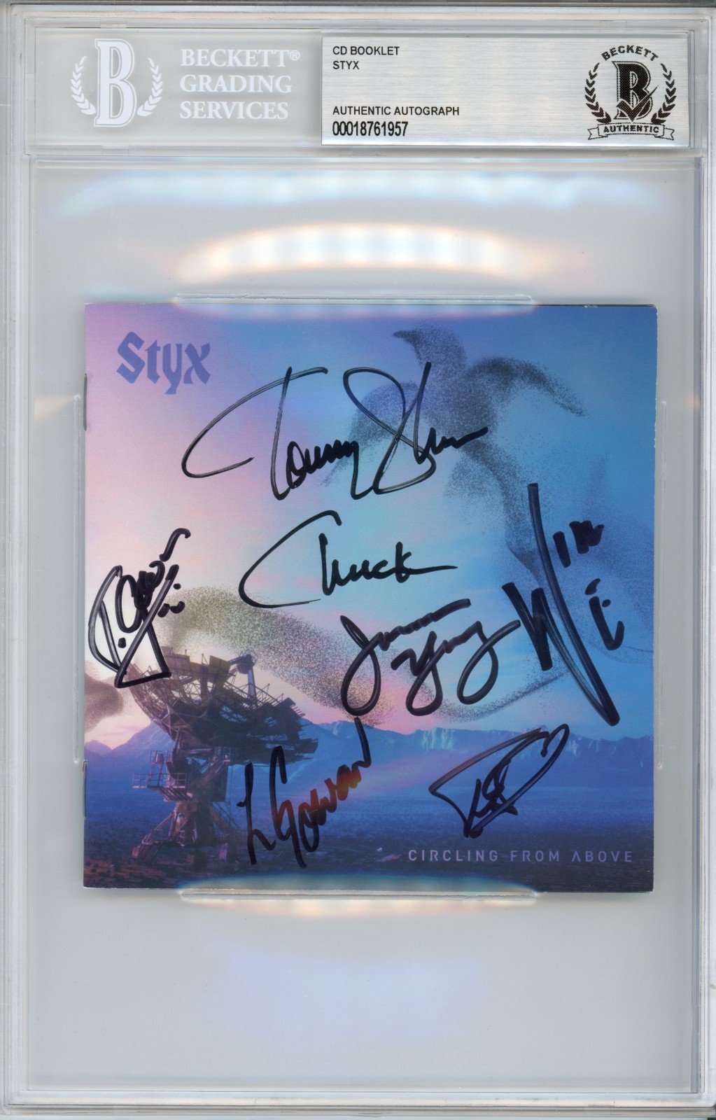 BAND SIGNED Styx AUTOGRAPH Circling From Above CD Booklet Book BAS Beckett COA