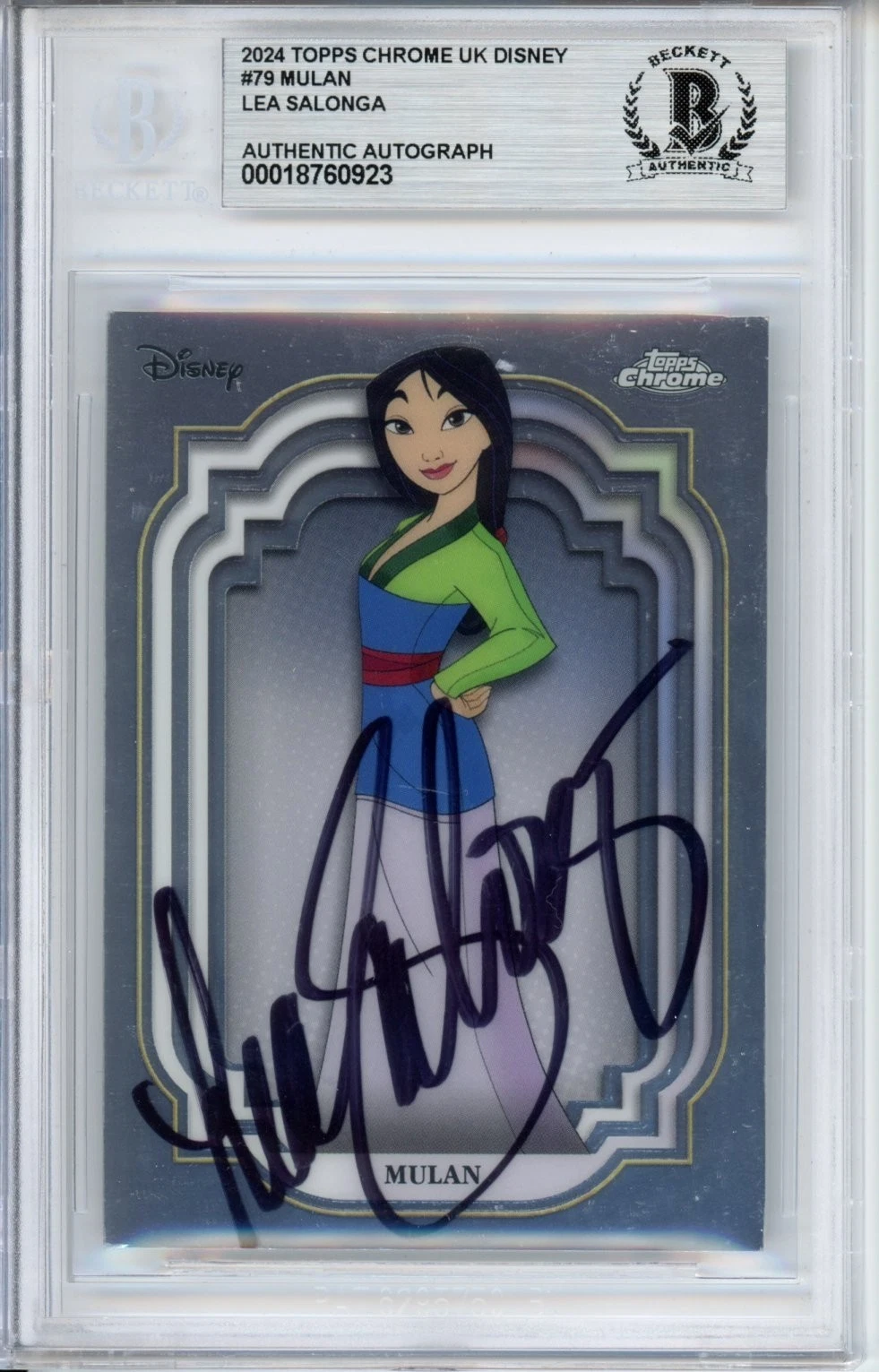 2024 TOPPS CHROME DISNEY PRINCESS MULAN SIGNED CARD LEA SALONGA BECKETT BAS COA